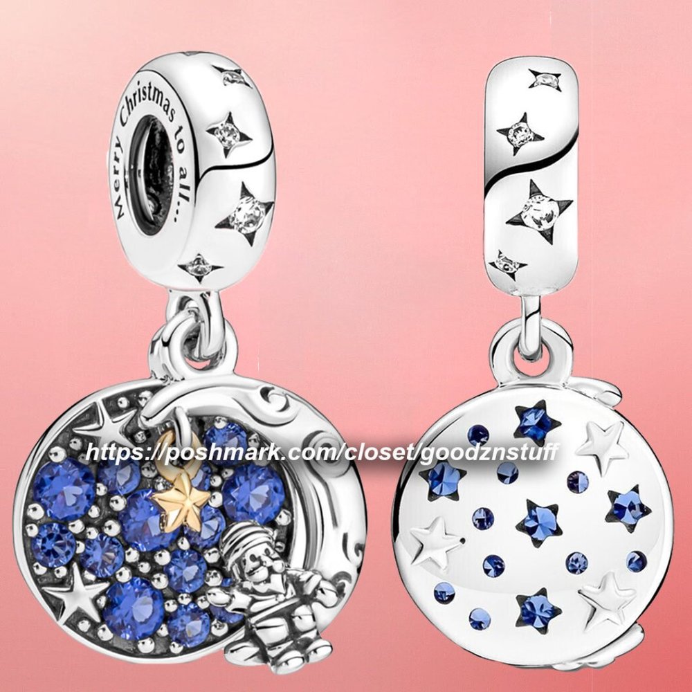 Pandora Santa Claus On The Moon Double Dangle Charm 769648C01
